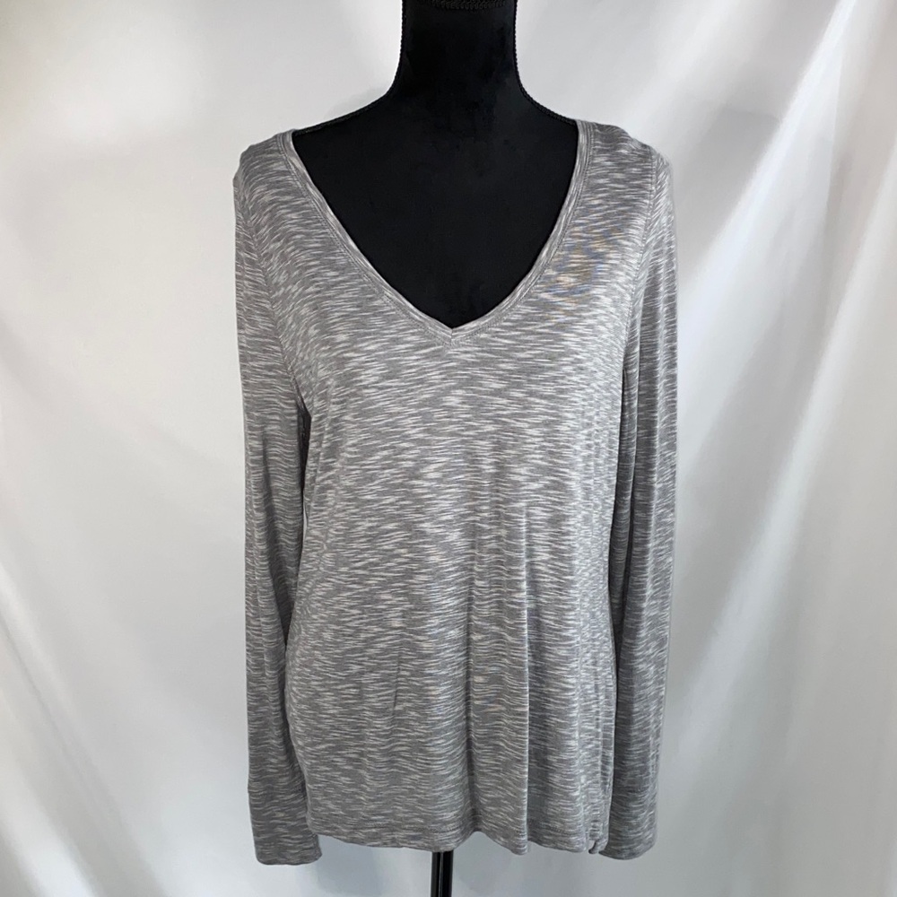 So Women's Long Sleeve V-Neck Heather Gray Top Large